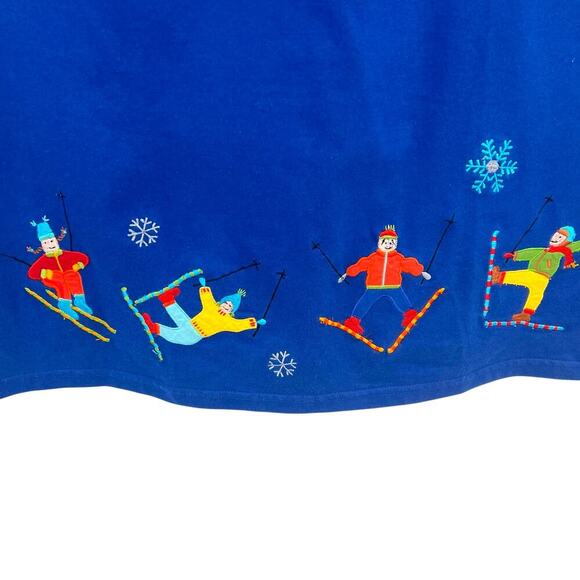 Michael Simon Lite Ski Trip Snowflake Embroidered Novelty Midi Skirt Blue Small - Picture 5 of 14